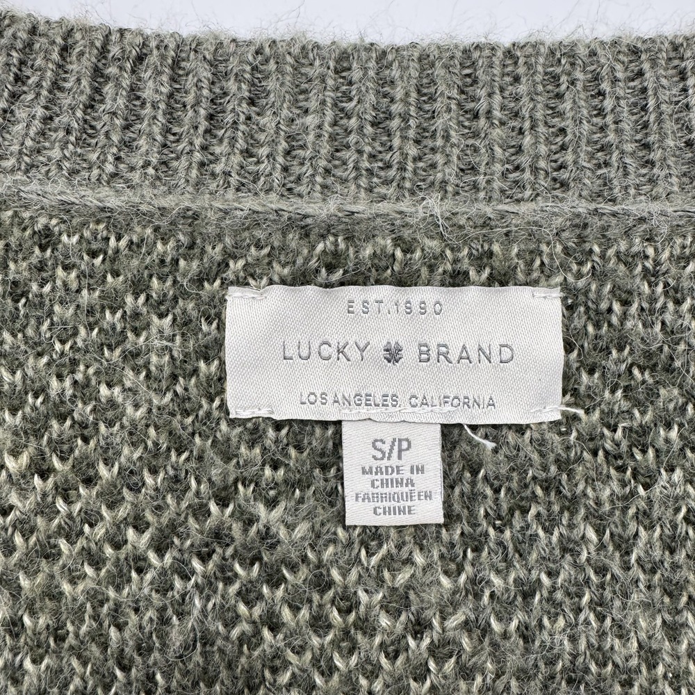 Lucky Brand Sweater Women's Sz S Green Camouflage Wool Blend Button Up Cardigan - Picture 3 of 9